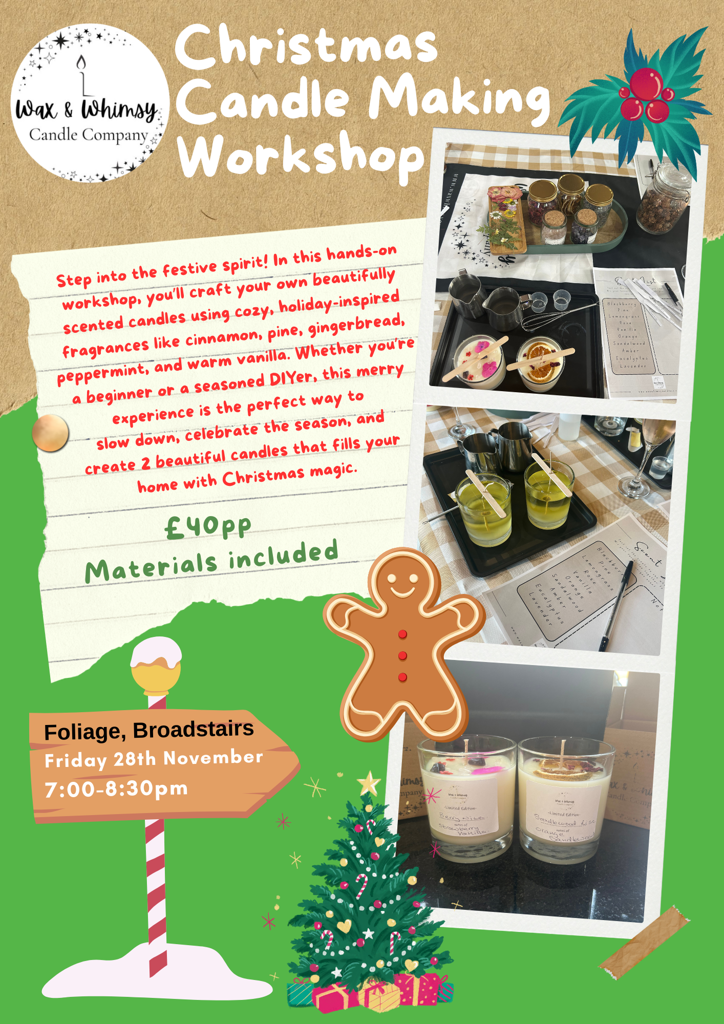 Christmas Candle Workshop - 28th November (Foliage, Broadstairs)